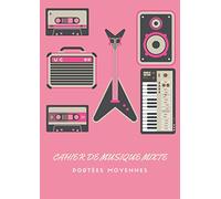 Cahier de musique mixte - Moyenne Portées: Carnet de musique avec portées de taille intermediare | 6 grandes portées par page - une page lignée à ... portée | pour enfant débutant la musique