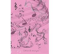 Cahier de musique rose: carnet de partition - Format A4 ( 21 x 29,7 cm) - 131 pages - souple de qualité - brillant - 12 portées de notes par page - ... du solfège et correction - idée cadeau