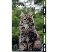 Cahier de texte 2025- 2026 Chat: Pour enfant en CE1, CE2, CM1, CM2, Collège Et Lycée | Pratique Pour Toutes Les Matières -avec séparation en couleurs des jours de la semaine