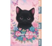Cahier de texte 2025- 2026 Chat: Pour enfant en CE1, CE2, CM1, CM2, Collège Et Lycée | Pratique Pour Toutes Les Matières -avec séparation en couleurs des jours de la semaine