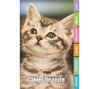 Cahier de Texte 2026 2027 Chat: Carnet de Devoirs et Leçons Primaire CP, CE1, CE2, CM1, CM2 | Cahier Pratique et Facile à Utiliser pour Garçons et Filles avec Repères Colorés