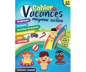 Cahier de vacances moyenne section: Livre d’activités pour enfants de 4-5 ans | MS vers GS | Se préparer à la grande section | graphisme, écriture, ... logique et coloriage | avec diplôme à la fin