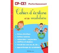Cahier d'écriture et de vocabulaire: Carnet d'exercices d'écriture cursive pour CP et CE1 - lettres minuscules - majuscules - chiffres - travail des sonorités - vocabulaire - 100 pages format A4