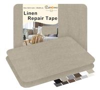 Cahomo Fabric Repair Patches, Self-Adhesive Linen Patch,3 PCS 20x28 cm Patches for Furniture, Canvas Patch Sofa Kits Couch Fabrics & Decorate Medium beige grey