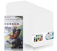 Cahomo Nylon Repair Patches 20x10 cm 12 pcs Nylon Repair Tape Nylon Fabric Patch Self Adhesive Outdoor Camping Gear Nylon Repair Kit for Tent, Umbrella, Down Jackets, Sleeping Bag, Knapsack （White）