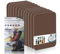 Cahomo Nylon Repair Patches 20x10 cm 12 pcs Nylon Repair Tape Nylon Fabric Patch Self Adhesive Outdoor Camping Gear Nylon Repair Kit for Tent, Umbrella, Down Jackets, Sleeping Bag, Knapsack （Brown）