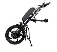 CAHOZHU 16 Inch Electric Handcycle Wheelchair Tractor Conversion Kit, 36V 250W/350W/500W with 8.0-17.5AH Lithium Battery, Dual Disc Brake LCD Display LED Light, Aluminium Frame (36V 250W, 8.0AH)