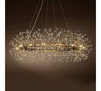 CAI-HAI Extra Large Round Crystal Chandelier, Hanging Ceiling Light, Diameter 120 cm, 16 Lights (Gold)