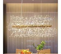 CAI-HAI Fireworks Chandelier, Modern Crystal Stainless Steel Dandelion Long, Gold 9 Light Chandelier Fixture Kitchen Dining Room Bedroom 28 inch Chandelier (YHG9)
