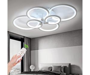 CAI-HAI LED Creative Acrylic Shade Round 6 Ring Ceiling Light for Living Room, Bedroom, Dining Room, White (CHYGXD23)