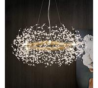 CAI-HAI Modern Golden Crystal Chandelier, Kitchen Island Light, Round Chandelier, Bedroom Living Room Chandelier (6 Lights 68cm)