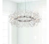 CAI-HAI Modern Firework Silver Chandelier, Beautiful Ring Chandelier 6 Light, (YHG9)