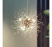 CAI-HAI Modern Fireworks LED Crystal Chandelier G9 Dandelion Chandelier Bedroom Dining Room Lights 8 Bulbs Gold