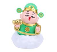 Cai Shen Statue Solar Powered God of Wealth Fortune Sculpture Swinging Ornament for Business Home Car Decor Plastic Gold 8x8x10cm (Green)