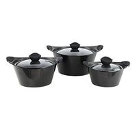 Sq Professional Caia Black 3 Pc Die-cast Non-stick Stockpot Set, Black