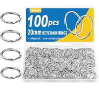 Caianwin 100Pcs Key Ring Hoop 20mm, Key Ring Round