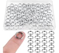 Caianwin 100Pcs Mini Key Ring Hoop 10mm, Split Jump Ring with Double Loops Metal Rings for Jewellry Making, DIY and Ornaments