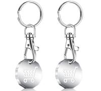 Caianwin 2 Pcs Trolley Token Stainless Steel Trolley Coin UK Pound for Removable Supermarket Keyrings - 12 Sided Shopping Carts Key Clip Ideal for Shopping Basket Locker