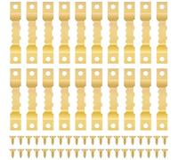 Caianwin 20 Pcs Sawtooth Picture Hangers with Screws, Small Picture Hanging Hooks Solutions for Hanging Canvas Photos Frame Paintings Artwork Clock(Gold)
