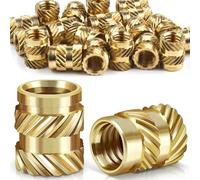 Caianwin 20PCS Thread Insert M6 Brass Heat Set Insert for for Plastic and 3D Printing Components - Brass Metric Knurled Nuts