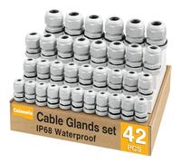 Caianwin 42Pcs Locknut Cable Glands Waterproof Connectors Set Cable Gland Set IP68 M12 M16 M25 M20 Cable Gland for Electrical Boxes Junction Boxes Wall-Mounted Distribution Boxes
