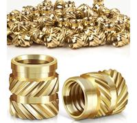 Caianwin 50PCS Thread Insert M3 Brass Heat Set Insert for for Plastic and 3D Printing Components - Brass Metric Knurled Nuts