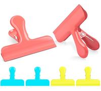 Caianwin 6 Pcs Bulldog Clips 3 Inch Heavy Duty Metal Binder Clips Reusable Food Bag Clips Sealing Clamps for Food, Paper Organizing, Binder, Bags, Photo(3 Colour)