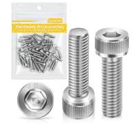 Caianwin M4 Screws 50 Pcs, DIN 912 Stainless（A2 V2A）M4 X 16 Allen Socket Head Cap Screws/Bolt, Fully Threaded Hex Head Bolts for m4 Washer & Nuts