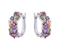 Caibao Water Drop Zircon Ear Buckle, Multi Color Full Diamond Circle Earrings, Retro Gorgeous Earrings, Suitable for Banquet Women, Retro Dressing Enthusiasts, and Gift givers