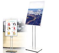Caibendss Floor Standing LED Light Box Billboard,Adjustable LED Standing Sign Holder, with Base Standing Plug-in Poster Stand for Business Mall Silverframe-43.5 * 60cm