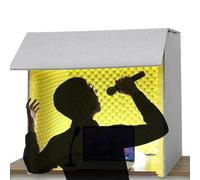 Caibendss Portable Recording Booth, Professional Microphone Shield, Soundproofing Foam, Acoustic Panels, for Learning, Office, Recording, and Live Streaming Yellow-60 * 60