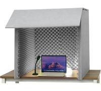Caibendss Portable Vocal Recording Booth Desktop Soundproof Cover Modern Square Sound Proof Box High Density Absorbent Foam for Recording, Working, Live Streamer Grey-60 * 60