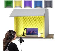 Caibendss Portable Vocal Recording Booth Desktop Soundproof Cover,self Made Sound Booth Box,Vocal Absorbing Shield,High Density Absorbent Foam to Filter Vocal Yellow-60 * 60
