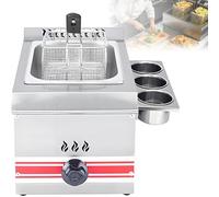 Caibendss Professional Gas Deep Fryer, Stainless Steel LPG Deep Fryer with Frying Baskets and Lids, Independent Burners, Ideal for Restaurants, Snack Bars, or Households 10L