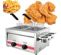 Caibendss Stainless Steel LPG Fryer For Home And Commercial Gas Fryer, Deep Fryer Temperature Control, Removable Oil Basket for Commercial Restaurant Countertop Family Food Cooking 20L