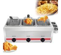 Caibendss Stainless Steel LPG Fryer For Home And Commercial Gas Fryer, Deep Fryer Temperature Control, Removable Oil Basket for Commercial Restaurant Countertop Family Food Cooking 30L