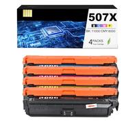 CAIDI 507X 507A Toner Cartridge Compatible with HP 507X 507A CE400A Laserjet Enterprise 500 Color M551dn M551n M551xh MFP M575dn M575F M570dn 570dw 575c (4PK-BK:1100) 38C/M Y:6000)