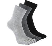 CaiDieNu Men's Toe Socks Cotton: Five Finger Athletic Socks 5 Pairs | Anti-Blister Mid-Calf Socks with 5 Toe Separation for Odour Reduction, Running, Sports & Daily Wear