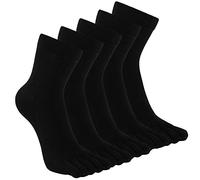 CaiDieNu Men's Toe Socks Cotton Running Five Finger Mini Crew Socks Black 5 Pair UK 10-12