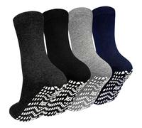 CaiDieNu Non Slip Grip Socks for Men: Anti-Skid Crew Grippy Socks with Gripper for Elderly Hospital Slipper Yoga Pilates, Multicolor, 9-11