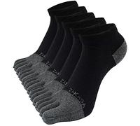 CaiDieNu Toe Socks for Men: Five Finger Cotton Athletic Crew Socks No Show Breathable Running Ankle Socks 5 Pairs Size 8-12, Black, 10-12