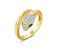 CAIDIKA Fashion Snake Ring for Women 14K Gold Plated/925 Sterling Silver Created Emerald Statement Open Design Rings 6-10 Size Cocktail Party Birthday Jewelry, Metal Created Emerald, Cubic Zirconia
