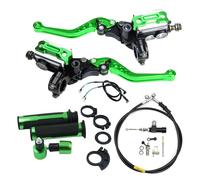 CAIDIS Motorcycle Brake Clutch Lever Universal Motorcycle Hydraulic Clutch Kit Brake Levers Master Cylinder Reservoir with Grip Hose(Green)