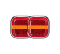 CAIDIS Rear Tail Light 2piece Square 4inch LED Tail Light Left Right Rear Brake Lamp Licesen Plate Taillight 12V 24V For TrailerVan Bus Pickup Tail Light