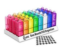 CAidRE 30 Day Pill Organizer 2 Times a Day, 32 Compartments, AM/PM, Multi-colored 2
