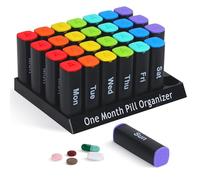 CAidRE Pill Box Monthly 2 Times a Day - 28 Days Morning and Evening, Daily Organiser for Vitamins, Dietary Supplements, Medicines - Large 4 Week Pill Box for Home and Travel
