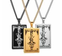 Caiduoduo 22 tarot pendant necklace Personality vintage men's square long sweater chain