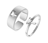Caiduoduo Beach Palm Tree Ring set Stainless Steel couple ring Personality