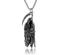 Caiduoduo Gothic Scythe Grim Reaper Pendant Hell Reaper Necklace for Men Personality Punk Rock Party Jewelry