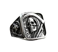 Caiduoduo Man Ring Stainless Steel men Ring Punk Hip Hop Grim Reaper Skull Ring